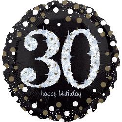 18" Foil Birthday 30 Sparkling Holographic balloon