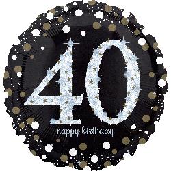 18" Foil Birthday 40 Sparkling Holographic balloon