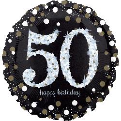 18" Foil Birthday 50 Sparkling Holographic balloon