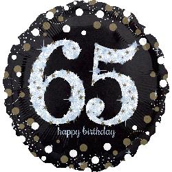 18" Foil Birthday 65 Sparkling Holographic balloon