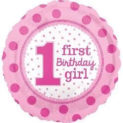 18" Foil 1st Birthday Girl First balloon