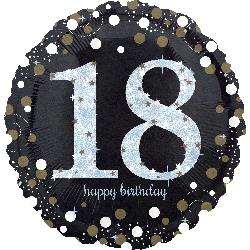 18" Foil Birthday 18 Sparkling Holographic balloon