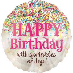18" Foil Birthday Sprinkles on Top balloon