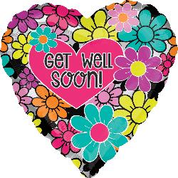 18" Foil Get Well Soon Floral balloon