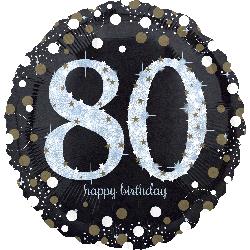 18" Foil Birthday 80 Sparkling Holographic balloon