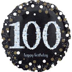 18" Foil Birthday 100 Sparkling Holographic balloon