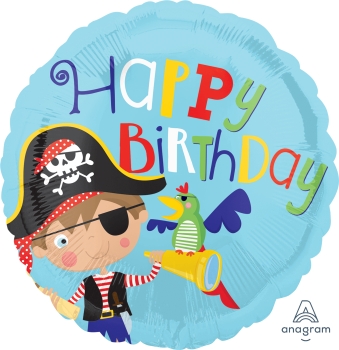 18" Foil - Happy Birthday Pirate balloon