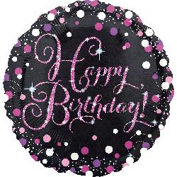 18" Foil Birthday Holographic Pink Celebration balloon