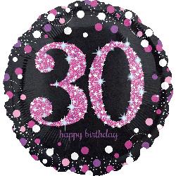 18" Foil Birthday 30 Holographic Pink Celebration balloon
