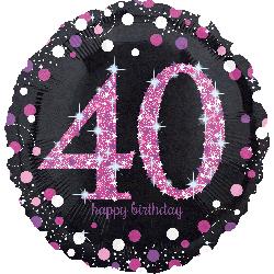 18" Foil Birthday 40 Holographic Pink Celebration balloon
