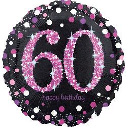 18" Foil Birthday 60 Holographic Pink Celebration balloon