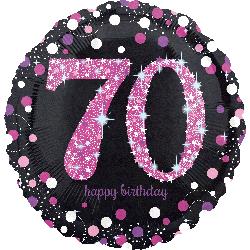 18" Foil Birthday 70 Holographic Pink Celebration balloon