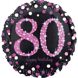 18" Foil Birthday 80 Holographic Pink Celebration balloon