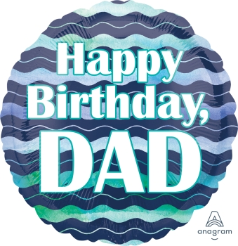 18" Foil - Happy Birthday Dad Waves balloon