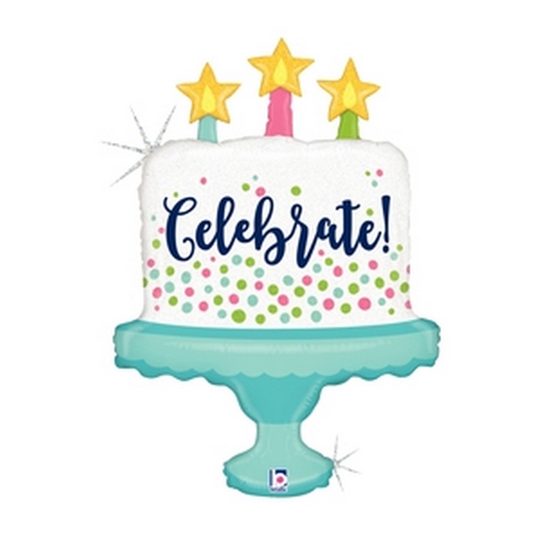 33" Celebrate! Cake Holographic balloon