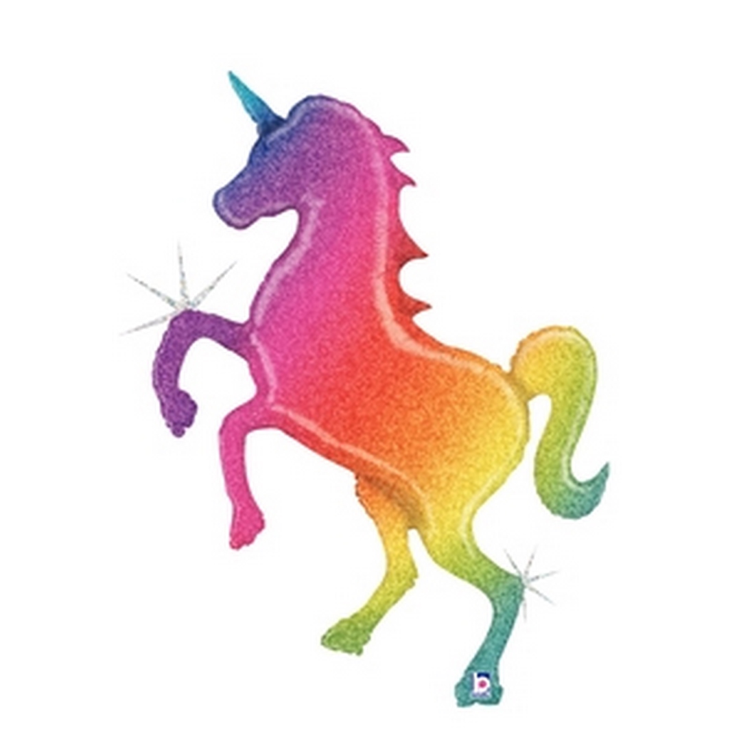 Supershape Glitter Rainbow Unicorn Holog balloon