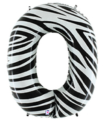 40" Megaloon Number 0 Zebra balloon
