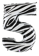 40" Megaloon Number 5 Zebra balloon