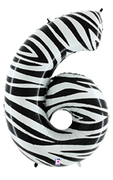 40" Megaloon Number 6 Zebra balloon