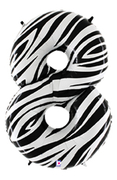 40" Megaloon Number 8 Zebra balloon