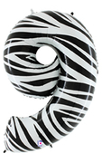 40" Megaloon Number 9 Zebra balloon