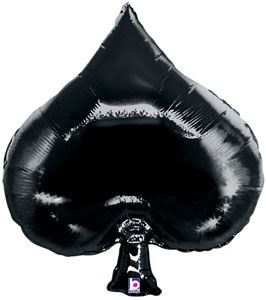 35" Super Shape - Casino Spade - Black balloon