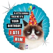 18" Birthday Grumpy Cat - I Ate Him balloon