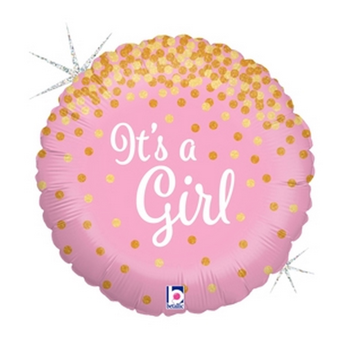 18" Glittering It's A Girl Holographic balloon