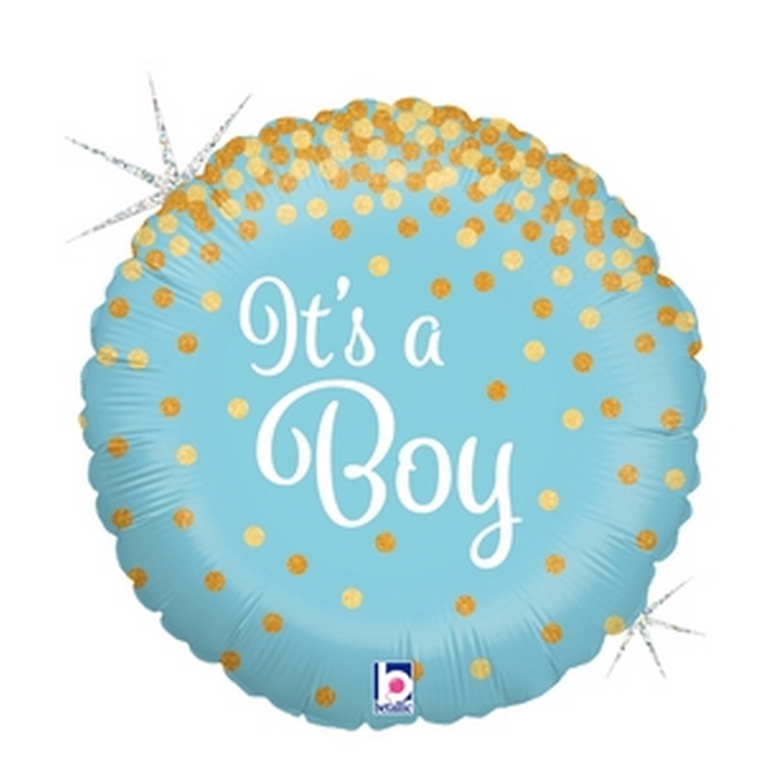 18" Glittering It's A Boy Holographic balloon
