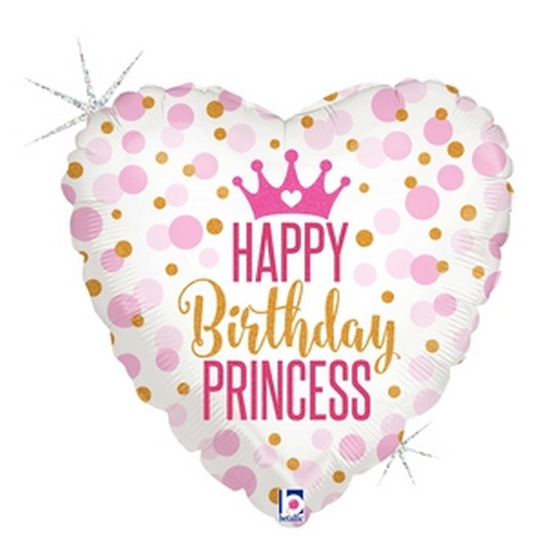 18" Glitter Happy Birthday Princess Birthday balloon