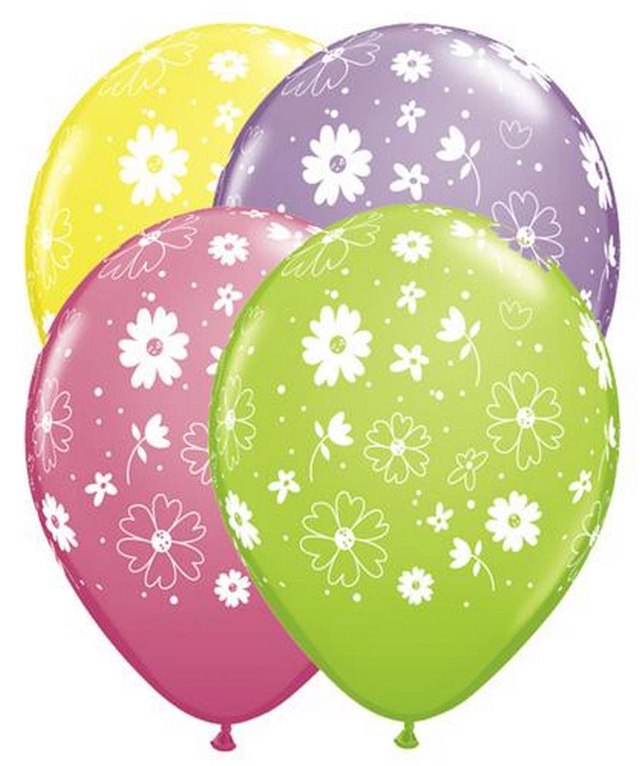 Q (50) 11" Daisies & Dots - Assorted balloons