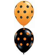 (50) 11" Big Polka Dots - Orange, Black balloons