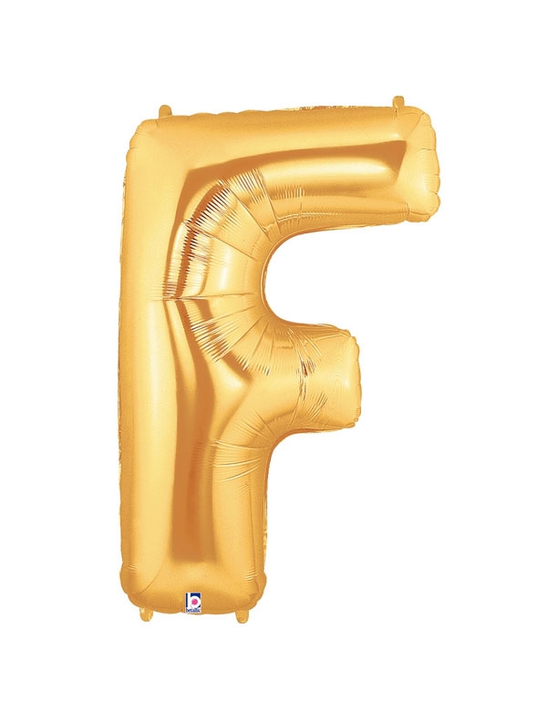 40" Megaloon - Letter F - Gold balloon *POLYBAGGED