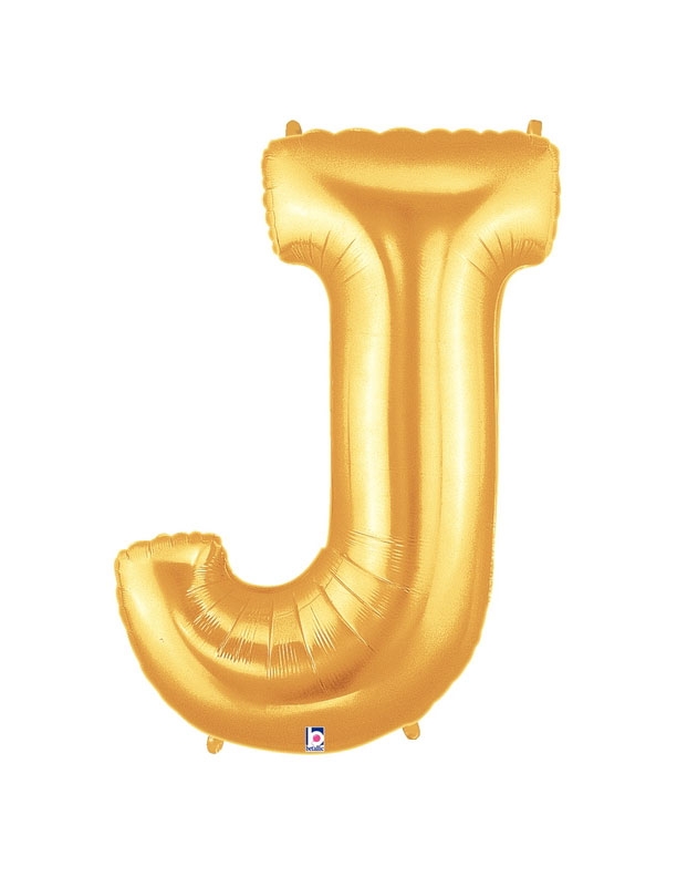 40" Megaloon - Letter J - Gold balloon *POLYBAGGED