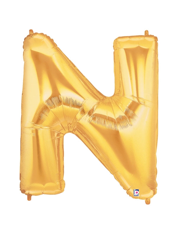 40" Megaloon - Letter N - Gold balloon *polybagged