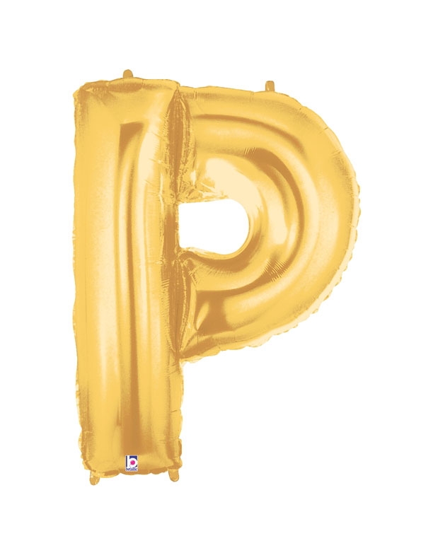 40" Megaloon - Letter P - Gold balloon *POLYBAGGED