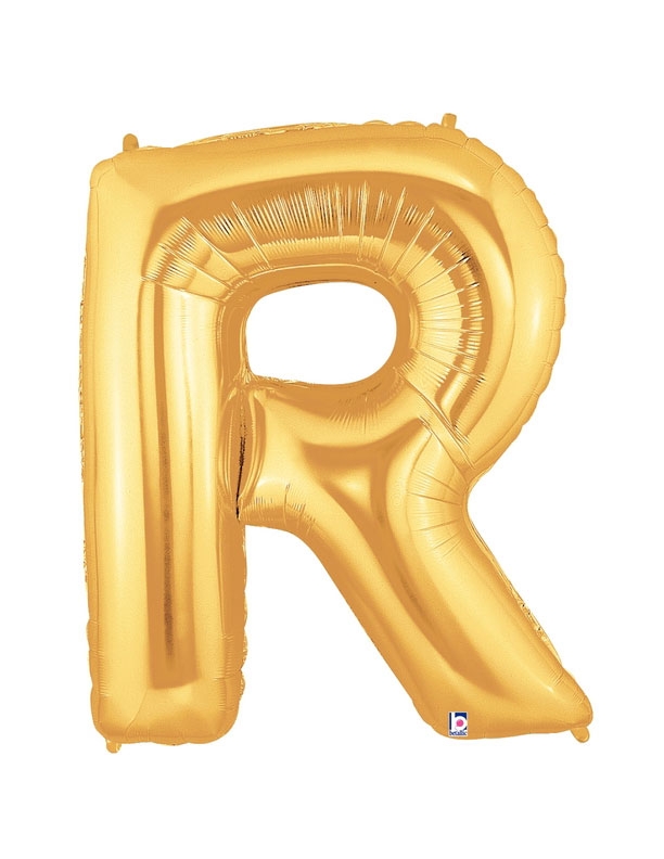 40" Megaloon - Letter R - Gold balloon  *polybag
