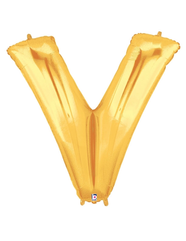 40" Megaloon - Letter V - Gold balloon *POLYBAGGED