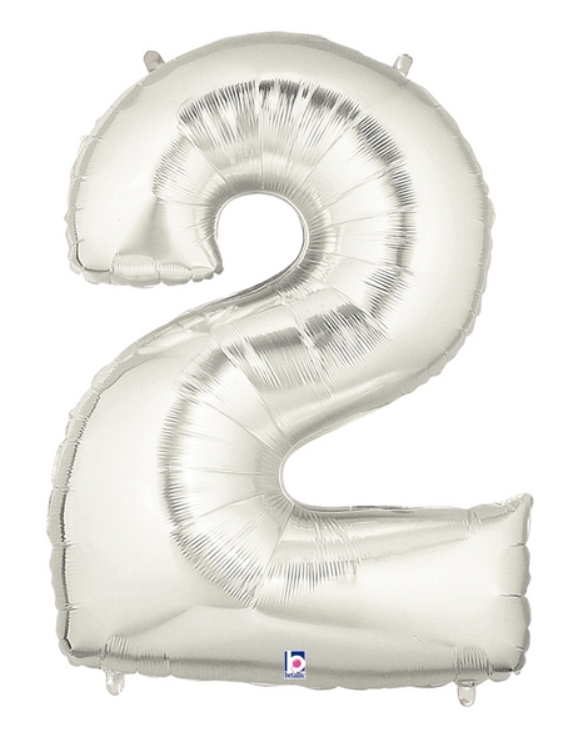 40" Megaloon - Number - #2 - Silver balloon