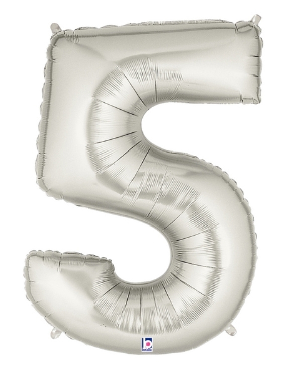 40" Megaloon - Number - #5 - Silver balloon