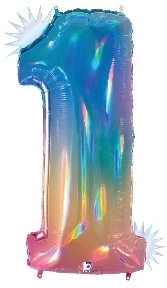 40" Megaloon Opal Rainbow Number 1 balloon