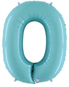 40" Megaloon Pastel Blue Number 0 zero balloon