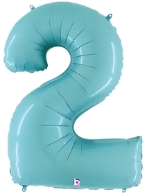 40" Megaloon Pastel Blue Number 2 two balloon