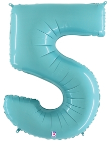 40" Megaloon Pastel Blue Number 5 five balloon