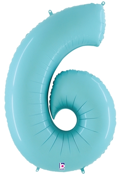 40" Megaloon Pastel Blue Number 6 six balloon
