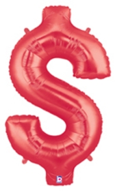 40" Megaloon Red $ Dollar Sign balloon *Polybagged
