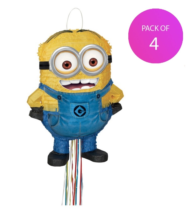 (4) Despicable Me Minion Pull Pinata - Pack of 4
