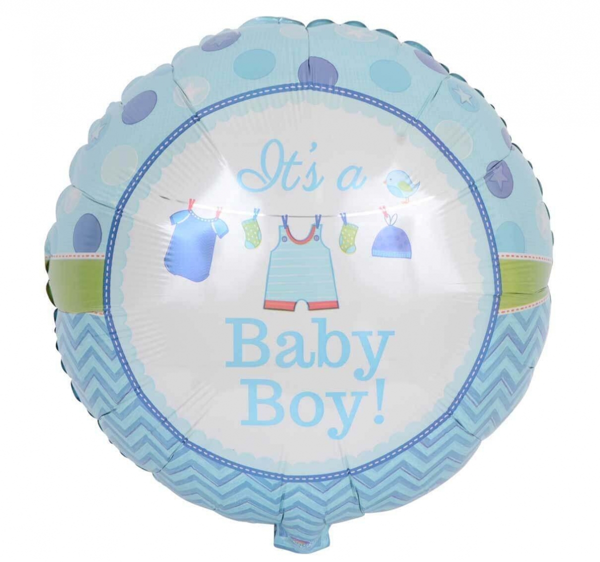 4" Foil - Baby Boy Clothesline - Air Airfill Heat Seal Required balloon