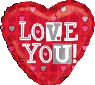 4" Foil - Love You Heart Dots Airfill Heat Seal Required balloon