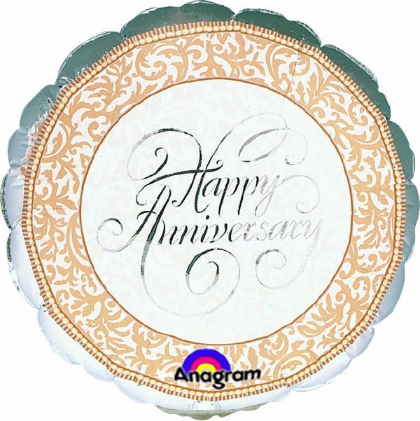 4" Foil - Anniversary Scroll Airfill Heat Seal Required balloon